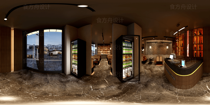 现代中式古城餐厅效果图设计